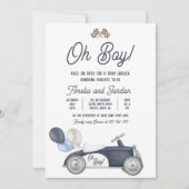 Race auto Baby shower Boy Blue Race autodouche Kaart (Voorkant)