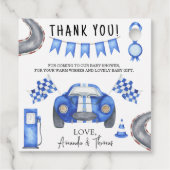 Race auto baby shower - dank je bedankjes labels (Achterkant)