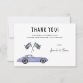 Race auto Baby shower - dank u Bedankkaart (Voorkant)