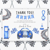 Race auto Baby shower - dank u Bedankkaart