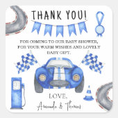 Race auto Baby shower - dank u Vierkante Sticker (Voorkant)