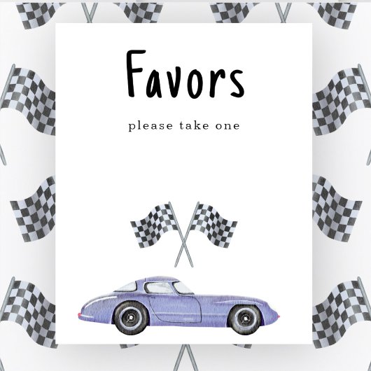 Race auto baby shower Favors, neem er alsjeblieft  Poster
