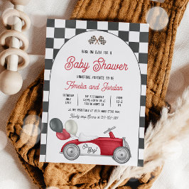 Race auto Baby shower jongen rode race auto douche Kaart