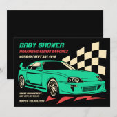  race auto baby shower kaart (Voorkant / Achterkant)