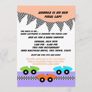 Race auto Baby shower Kaart