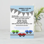Race auto Baby shower Kaart (Staand voorkant)