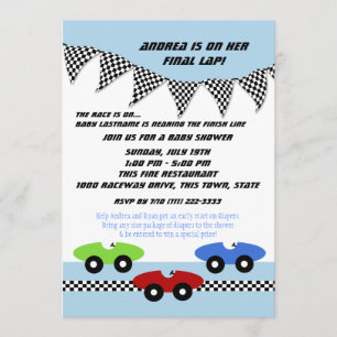 Race auto Baby shower Kaart