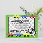 Race auto Baby shower Kaart (Staand voorkant)