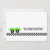 Race auto Baby shower Kaart (Achterkant)