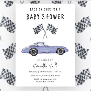 Race auto Baby shower Kaart