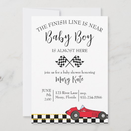 Race auto Baby shower Kaart (Voorkant)