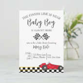 Race auto Baby shower Kaart (Staand voorkant)