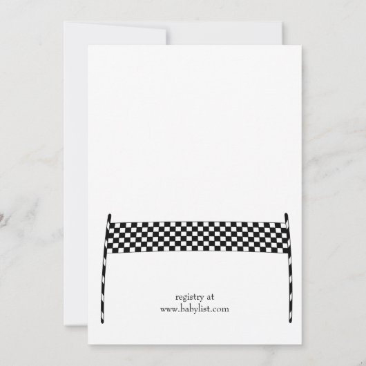 Race auto Baby shower Kaart (Achterkant)