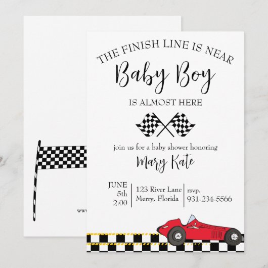 Race auto Baby shower Kaart (Voorkant / Achterkant)