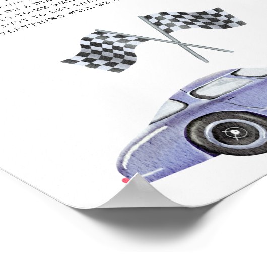 Race auto baby shower Late Night luiers Poster (Hoek)