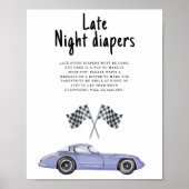 Race auto baby shower Late Night luiers Poster (Voorkant)