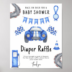 Race auto baby shower Luier Raffle spel Poster