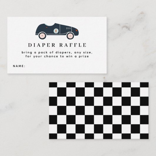 Race auto Baby shower Luier Raffle Ticket Informatiekaartje (Voorkant / Achterkant)