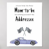 Race auto baby shower Mam om geadresseerd te worde Poster (Voorkant)