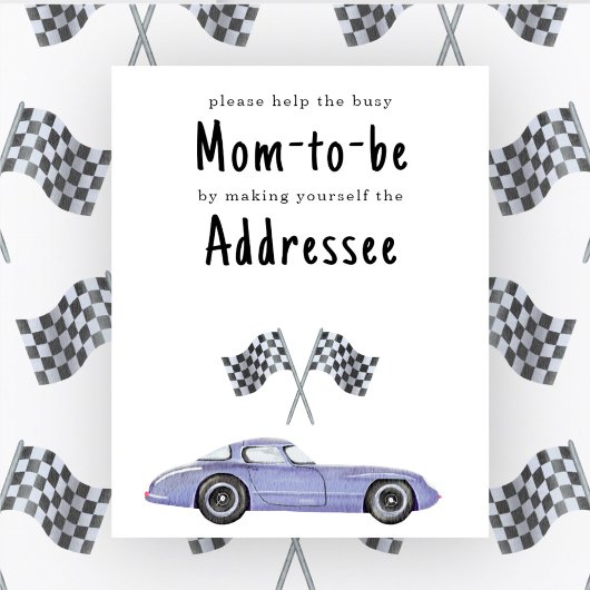 Race auto baby shower Mam om geadresseerd te worde Poster