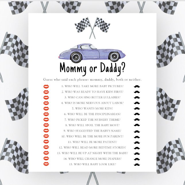 Race auto baby shower - mama of papa spel (Creator heeft geüpload)