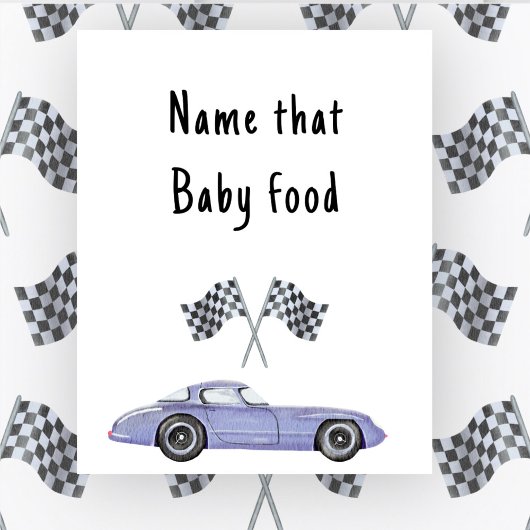 Race auto baby shower Naam dat baby voedsel Poster