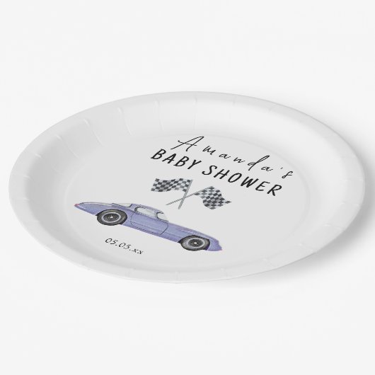Race auto Baby shower Papieren Bordje (Gekanteld)