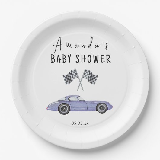 Race auto Baby shower Papieren Bordje (Voorkant)