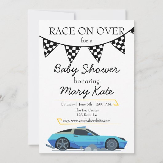 Race auto Baby shower thema Kaart (Voorkant)