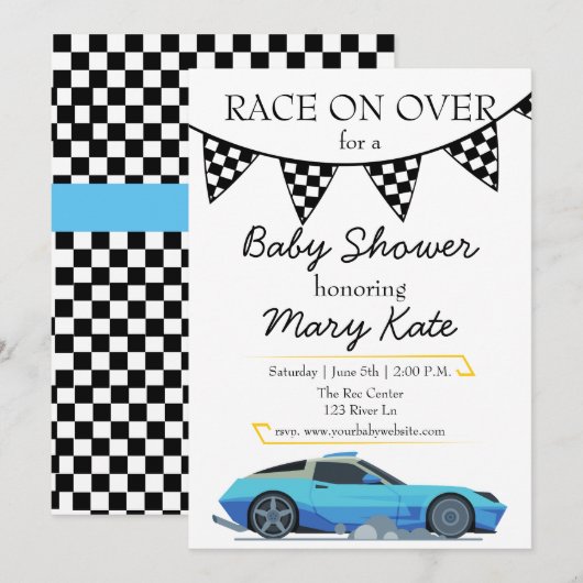 Race auto Baby shower thema Kaart (Voorkant / Achterkant)
