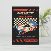Race auto BABY SHOWER uitnodiging (Staand voorkant)