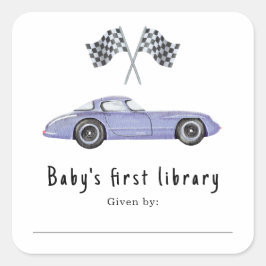 Race auto - Baby's eerste bibliotheek Vierkante Sticker