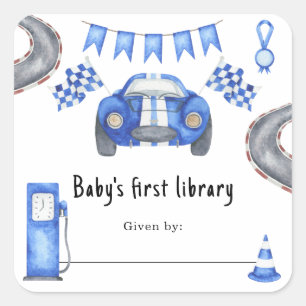 Race auto - Baby's eerste bibliotheek Vierkante Sticker