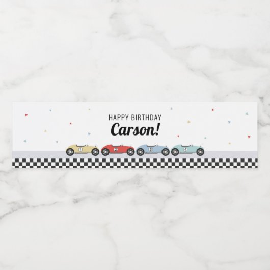 Race Auto Birthday Water Flacon Label Waterfles Etiket (Enkel label)