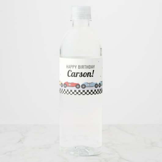 Race Auto Birthday Water Flacon Label Waterfles Etiket (Voorkant)