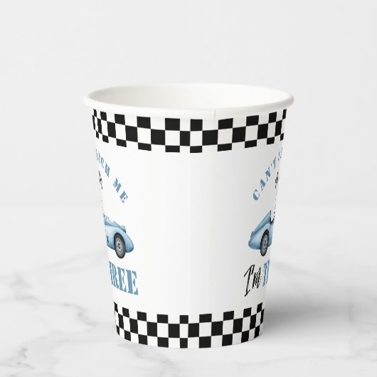 Race auto Blauw 3e Kids Verjaardagsfeest Papieren Bekers (Rechts)