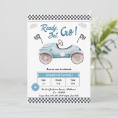 Race Auto blauw  Klaar voor 1e verjaardag Kaart (Staand voorkant)