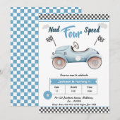Race Auto blauw moet vier speed 4e verjaardag Kaart (Voorkant / Achterkant)