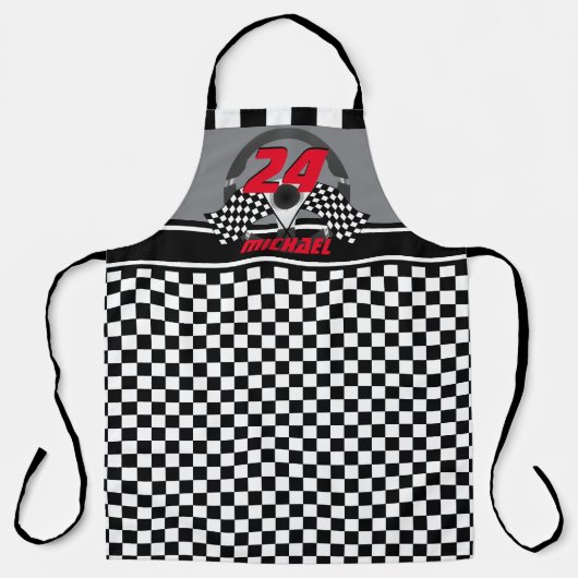 Race auto Checkerboard Nummer Ontwerp Schort (Voorkant)