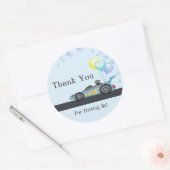Race auto dank u, rijden op verjaardag, douche ronde sticker (Envelop)