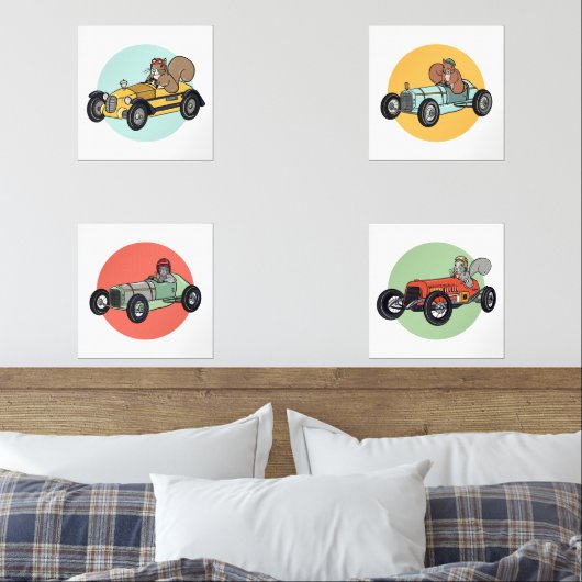  Race Auto Eekhoorns | Schattigee Kinder Kamer Art Muurkunst Sets (Slaapkamer)