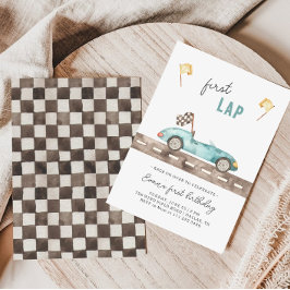 Race Auto Eerste ronde Verjaardag Uitnodiging