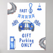 Race Auto Eerste Verjaardag CADEAU PARKEREN ALLEEN Poster (Voorkant)