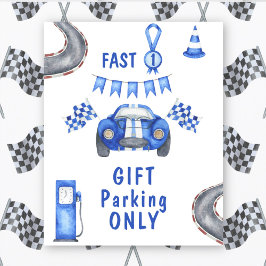 Race Auto Eerste Verjaardag CADEAU PARKEREN ALLEEN Poster