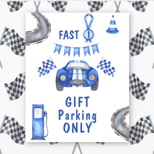 Race Auto Eerste Verjaardag CADEAU PARKEREN ALLEEN Poster