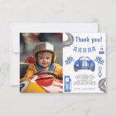 Race Auto Eerste Verjaardag Party Dank u Bedankkaart (Voorkant)