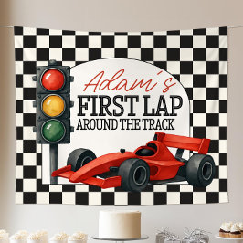 Race Auto Eerste Verjaardagsfeest Achtergrond Snel Wandkleed
