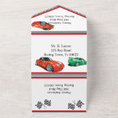 Race Auto Elke Leeftijd Verjaardag All In One Uitnodiging (Buitenkant)