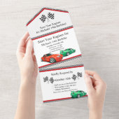 Race Auto Elke Leeftijd Verjaardag All In One Uitnodiging (Afscheurbaar)