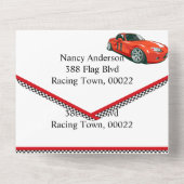 Race Auto Elke Leeftijd Verjaardag All In One Uitnodiging (Achterkant)